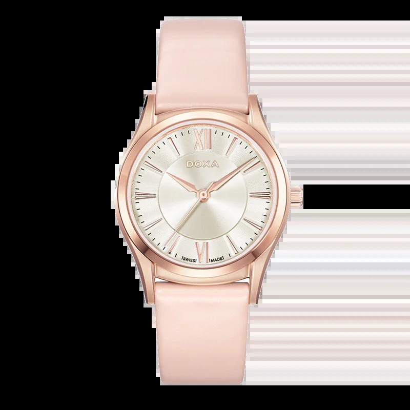 DOXA Ladies Quartz Watch Business Casual Round Dial Pink Strap 10Bar Waterproof Highend Atmosphere 240716
