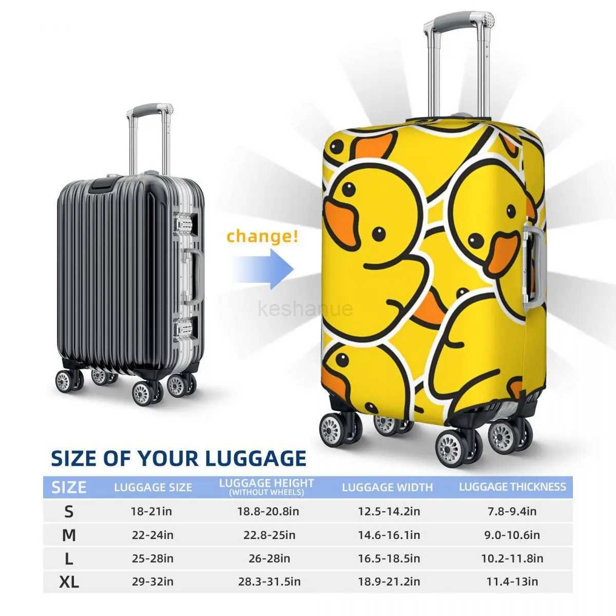 Rubber Duck Cartoon Suitcase Cover Vacation Animal Practical Luggage Case Cruise Trip ProtectorXJ240723