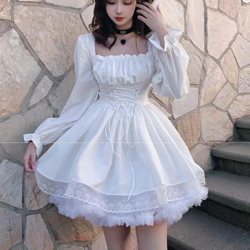 Black Lolita Dress - Long Sleeve Lace Skirt Gothic Clothes