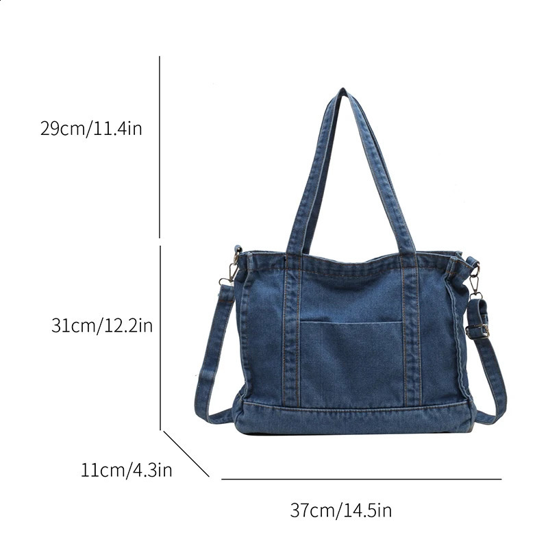 Four seasons universal large capacity leisure fashion all-in-one denim bag 240722