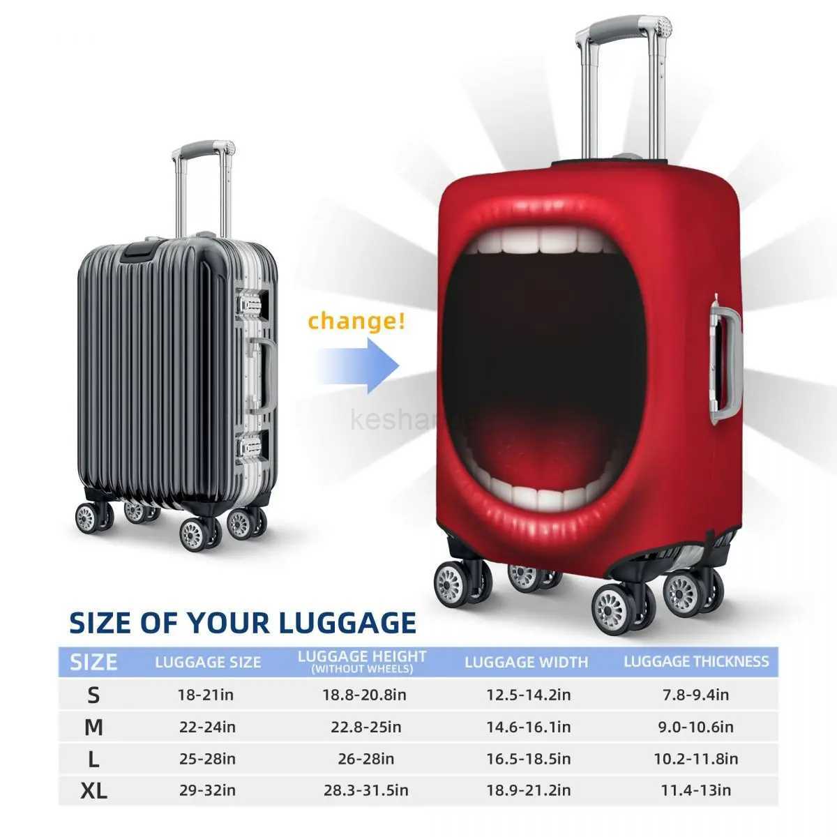 3d Red Lip Suitcase Cover Funny Expression Fashion Cruise Trip Flight Elastic Luggage Supplies Protection Christmas GiftXJ240723