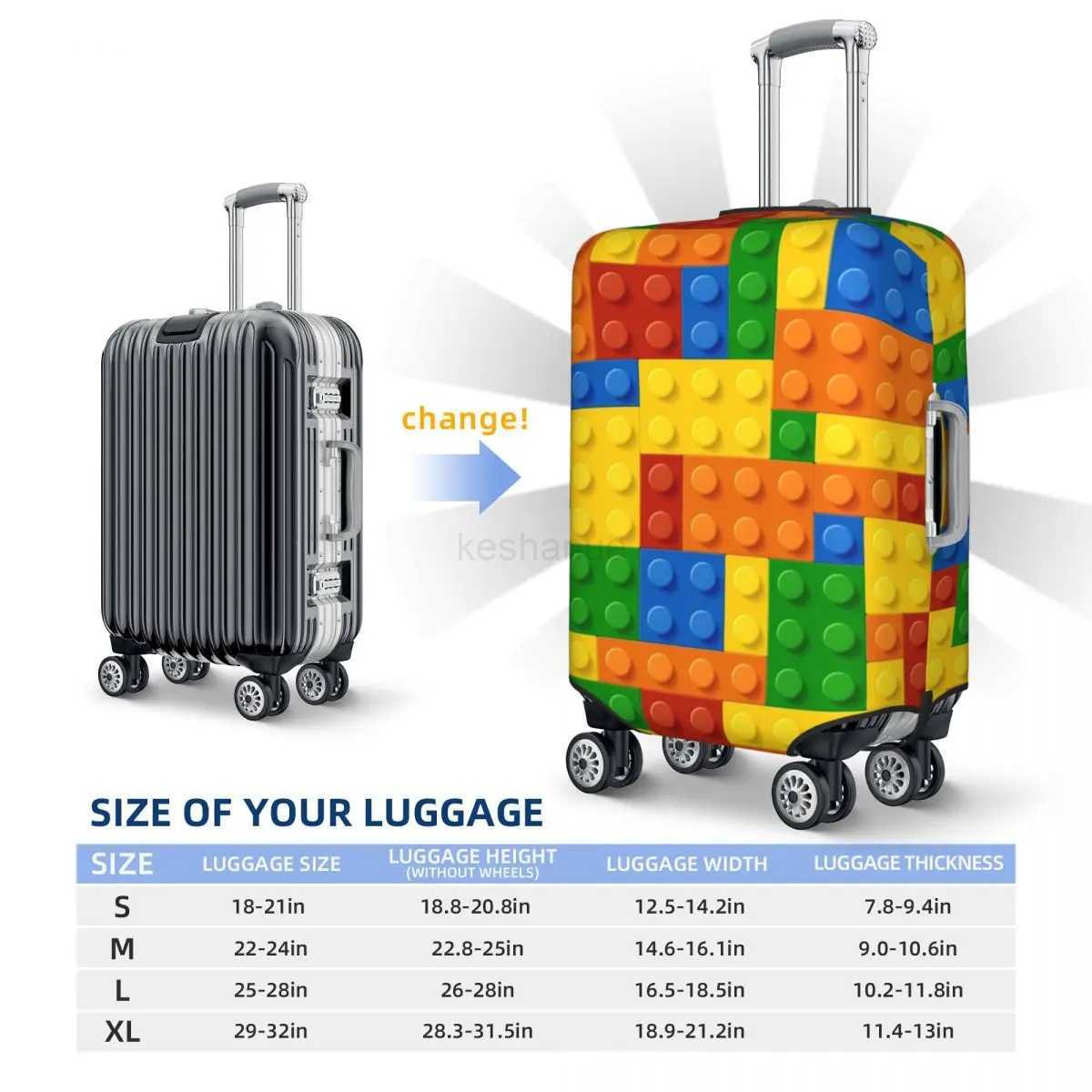 Building Blocks Printed Suitcase Cover Construction Brick Practical Business Protector Luggage Accesories VacationXJ240723