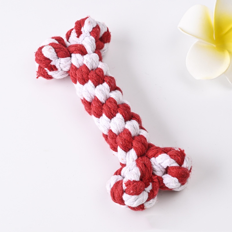 free shipping False Bone Cotton Rope Dog Bite Toys Chews Ball Knot Durable Braided Pet Supplies Aggressive Chewers Puppy Teething Value Tug Interactiv