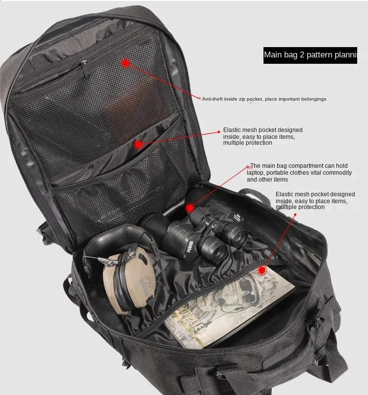 25L/50L tactical backpack large Molle hiking backpack business mens backpack direct 241019