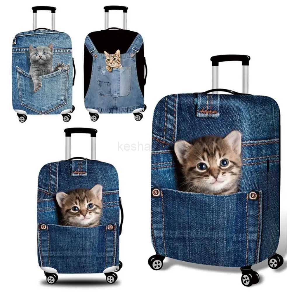 3D Luggage Protective Cover Cat Dog 18-28 Inch Trolley Suitcase Dust Cover Elasticity Animal Pattern Suitcase Case CoversXJ240723