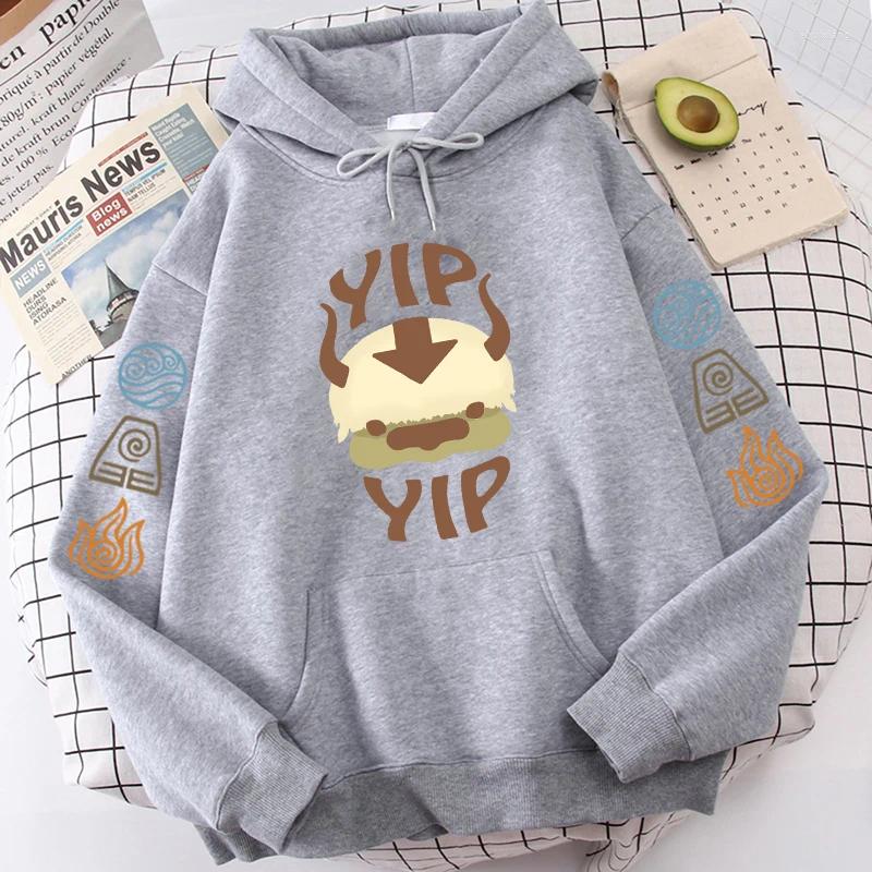 Men's Hoodies Avatar The Last Airbender Hoodie Men Women Appa YIP Letter Print Long Sleeve Autumn Anime Plus Size Sweatshirt Female