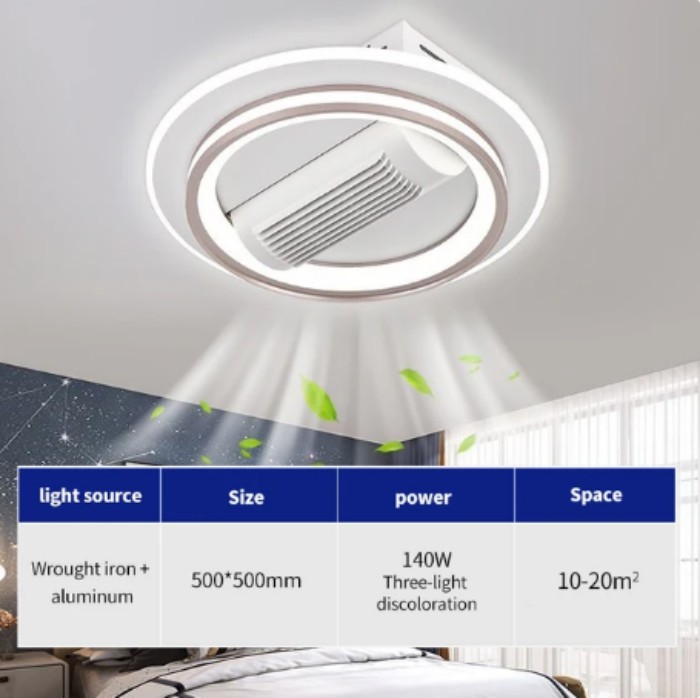 LED Invisible Bladeless Ceiling Fan Chandelier Smart Home Decoration for Living Room Bedroom Children's Room Indoor Lamps