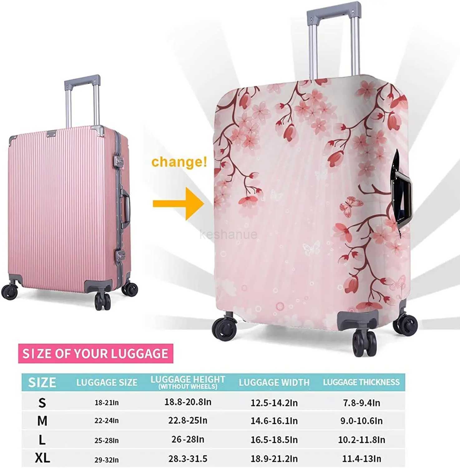 Luggage Cover Beautiful Cherry Blossom Thickened Elastic Travel Suitcase Protector Flowers Print Washable Baggage Gear CoversXJ240723