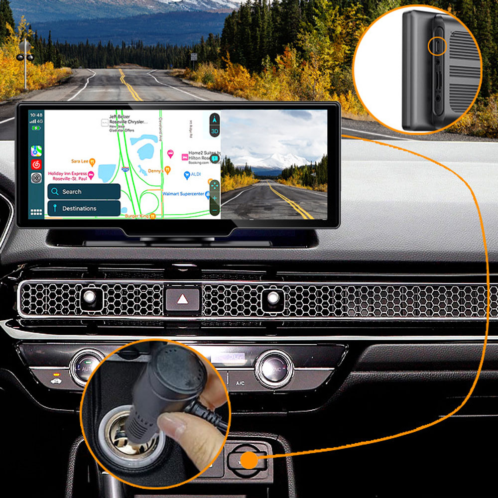 1080P DVR dash cam screen for car android 10 4gb 64gb touch carplay screen 10 inch portable smart car monitor carplay wireless link screen youtube and