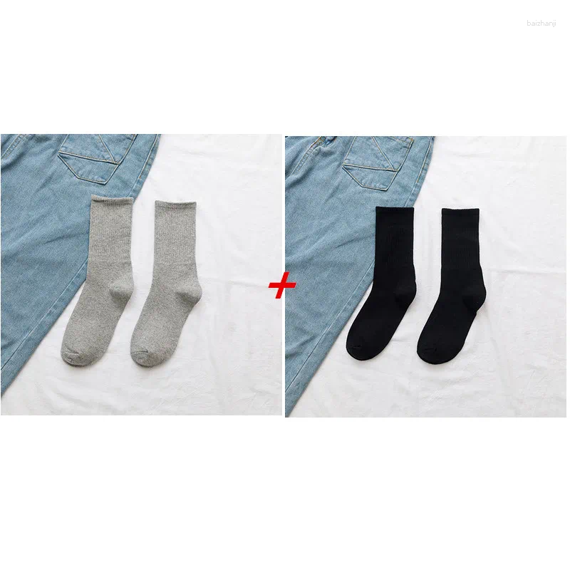 Men's Socks 10 Pairs/Lot Men Solid Black White Gray Breathable Cotton Sports Summer Autumn Thin Male Mid Tube Women