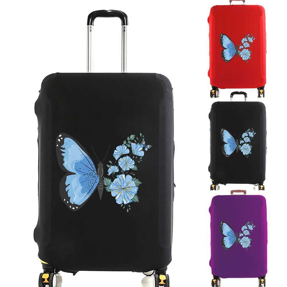 Luggage Cover Suitcase Protector Thicken Elasticity Blue Butterfly Pattern Dust Covered In 18-32 Inch Trolley Case Anti-ScratchXJ240723