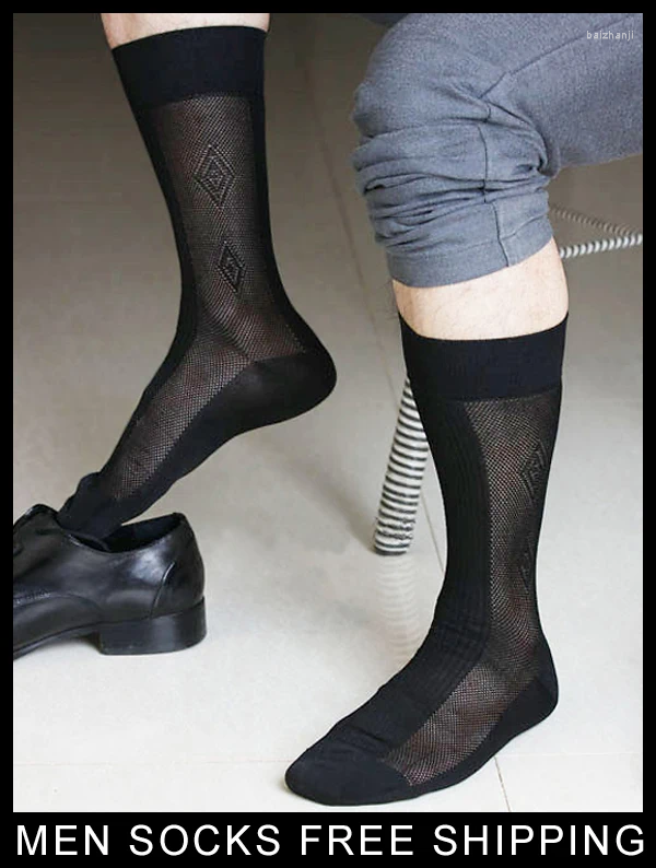 Sexy Socks Mens Socks Formal Dress Suit Silk For Leather Shoes Mens Sexy Thin Sheer Gay Sock Fetish Collection Hose Stockings z241106