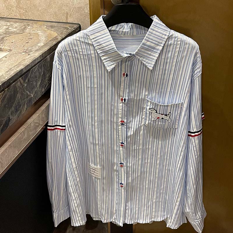 Women Shirt Designer Blouse Luxury Shirts Women Stripe Top Womens Shirts Clothing Woman -15 Ladies Shirt Button Up Embroidered Dog Blouses DCD2407237