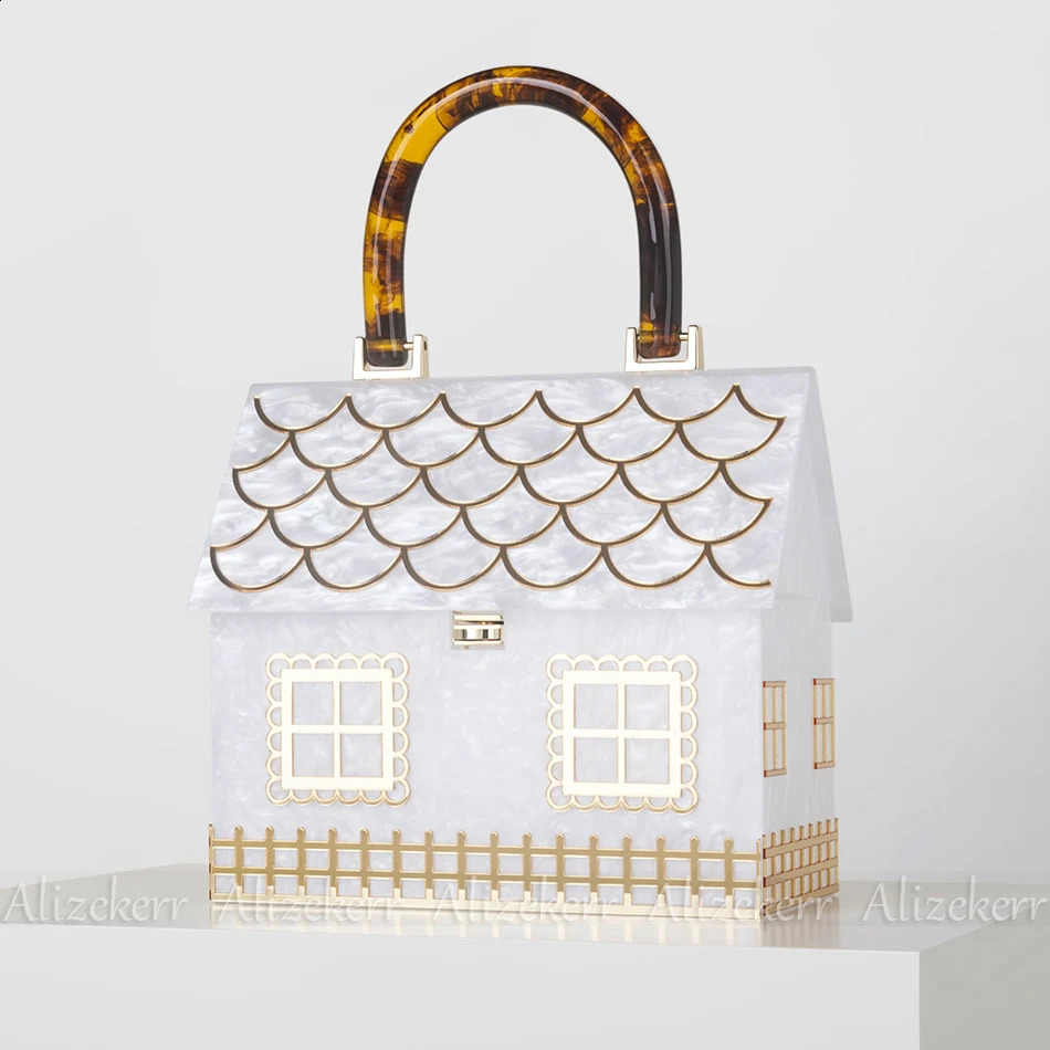 Alizekerr Acrylic Box Evening Clutch Bags Women er Acrylic Handle House Shaped Purses And Handbags Wedding Party 240819
