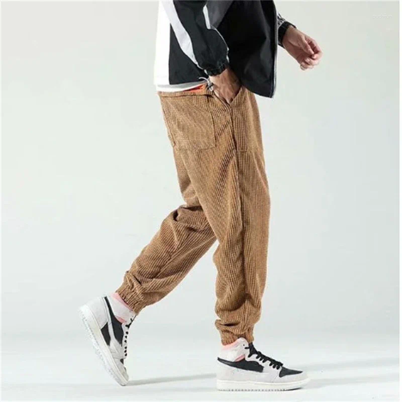Men's Pants In Corduroy Jogger Harem Hip Hop Spring Summer Loose Harajuku Trousers Outdoor Sport Sweatpants Big Size Pantalo bb