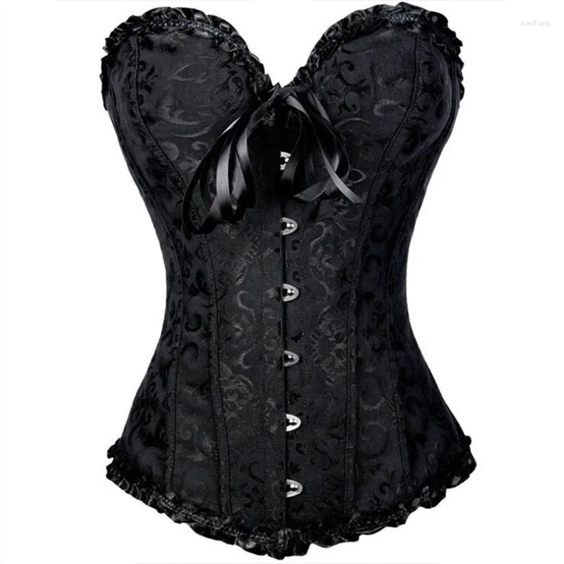 Women's Tanks Corset Sexy Plus Size Corsets And Bustiers Overbust Floral Gothic Brocade Corselet Clothing Top White Black
