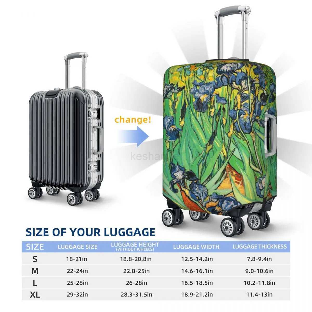 Irises Suitcase Cover Vacation Vincent Van Gogh Strectch Luggage Case Business ProtectorXJ240723