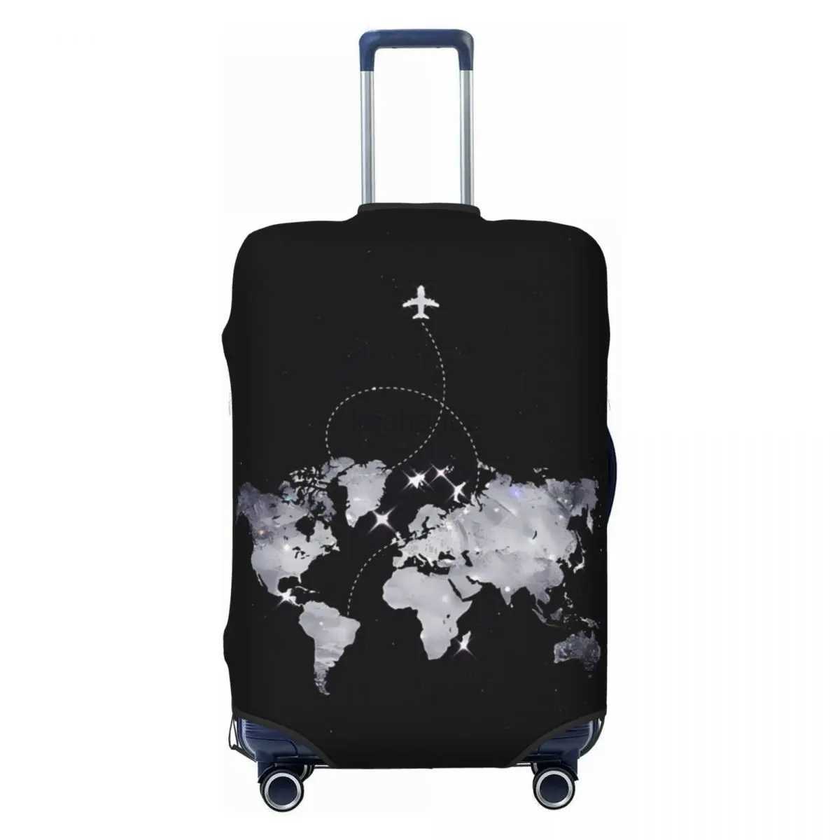 Flight Suitcase Cover Travel Map Cartoon Business Protection Holiday Elastic Luggage SuppliesXJ240723