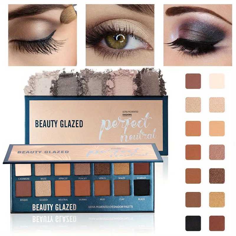 BEAUTY GLAZED 14 Colors Eyeshadow Palette Matte High PigmentedNude Color Waterproof Long Lasting Neutral Cream Makeup Palette W250520