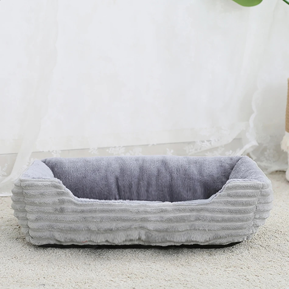 Bed for Dog Cat Pet Square Plush Kennel Medium Small Sofa Cushion Calming House Supplies Accessories 240722