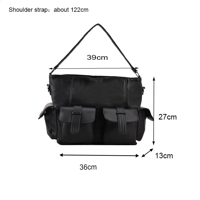 Female Stylsih Tote Bag black Hobo Handbag Large Capacity Shoulder Bags Ladies Soft PU Leather Messenger Bags Women Shopper Bag 250106