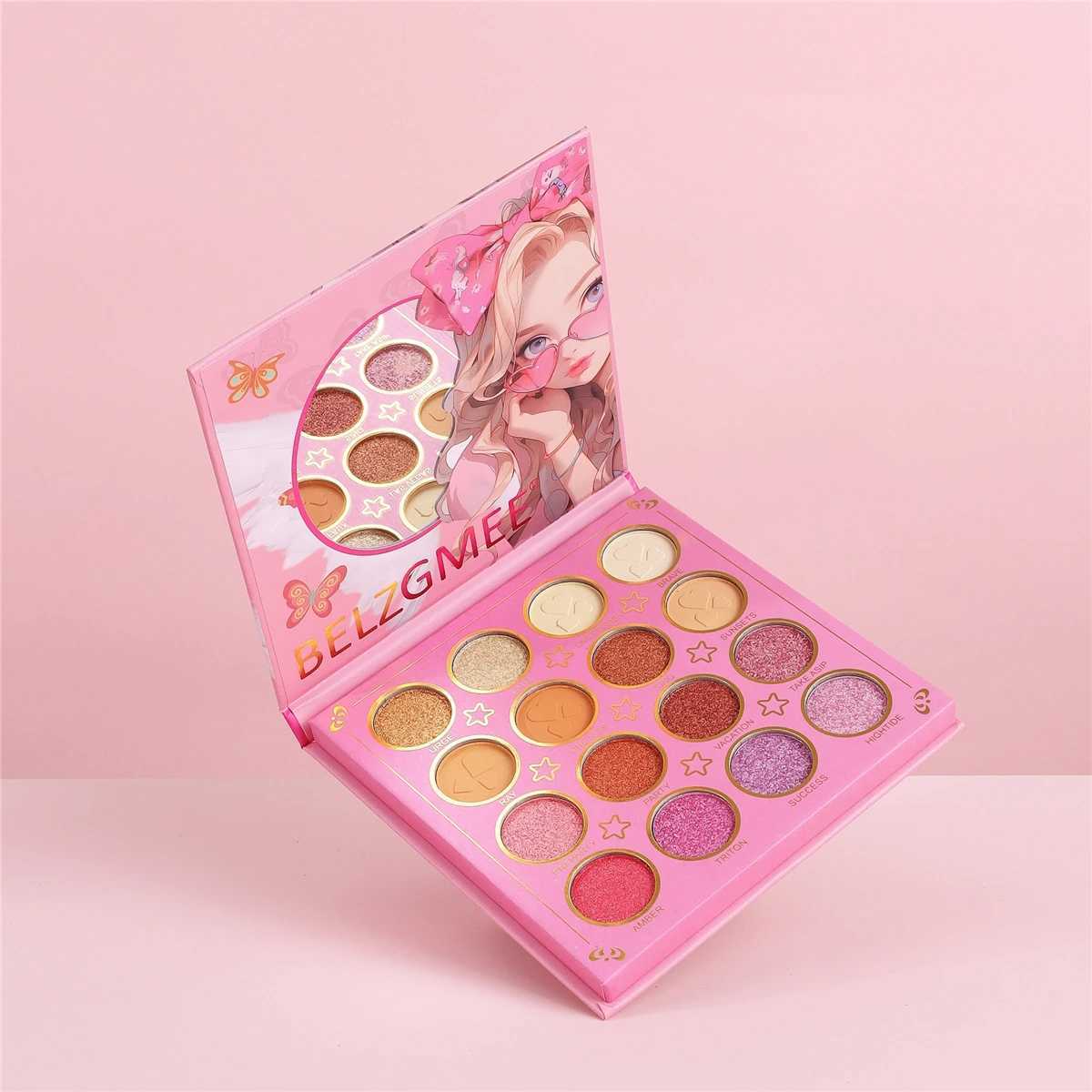 BELZGMEE 16 color portable matte eye shadow color palette with mirror flash shimmer powder blusher professional facial makeupW240730