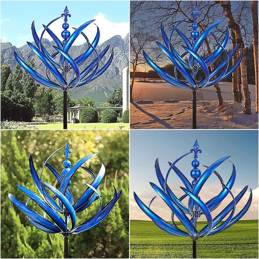 Harlow Spinner Windmill 3D Powered Kinetic Sculpture Lawn Metal Wind Solar Spinners Yard And Garden Decor 0723