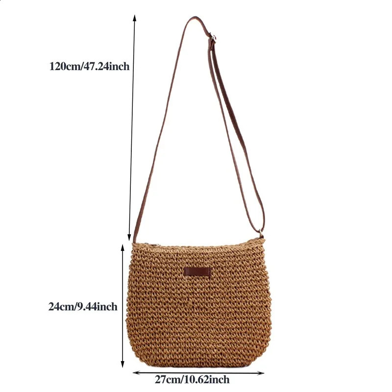 Womens Fashion Summer Straw Cross Bag Womens Beach Holiday Shopping Womens Shoulder Bag Womens Messenger Bag 250326