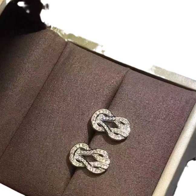 Stud Fashionable Fei Jia Horseshoe Inlaid with Diamonds V Gold Thickened Plating 18K Rose Gold Starry Sky Earrings J240719