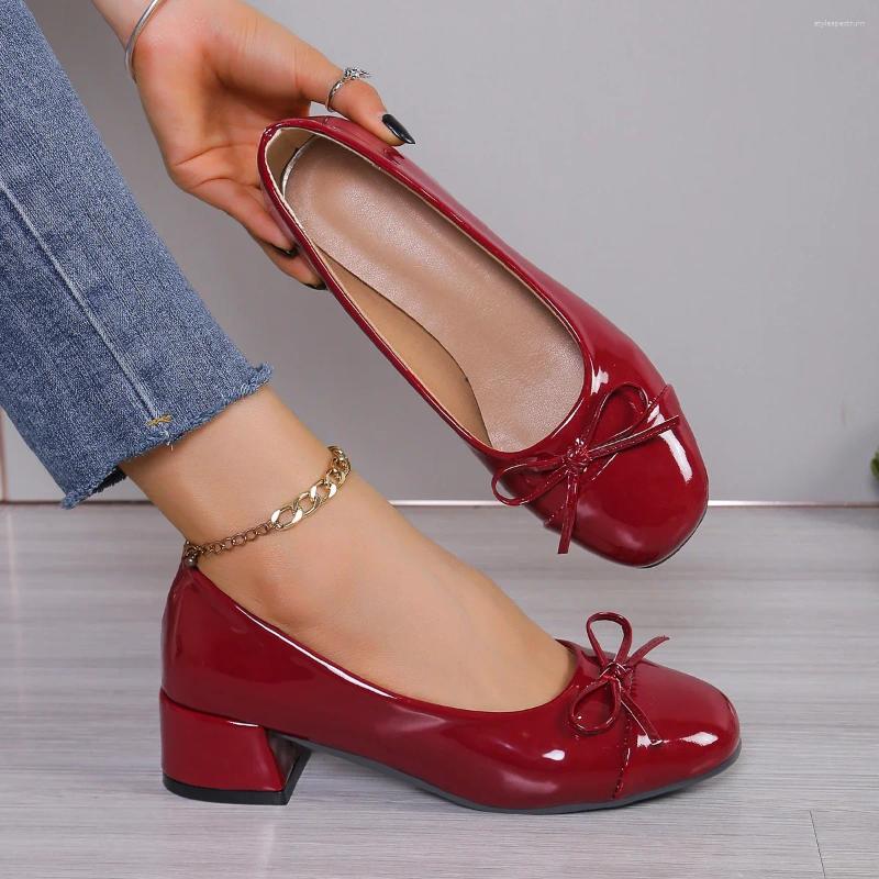 Dress Shoes For Women Pumps Platform Heels Round Toe Bow-knot Sweet Ballet Office Woman Mary Jane Zapatos De Mujer