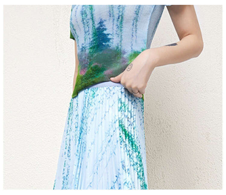 New Pattern Solid Fashion Printed Pleated Set Two-piece Dress Women Sets Floral Dress Sexy Dress Sexy Self-cultivation Bifurcated SKINNY DRESS Oversiz