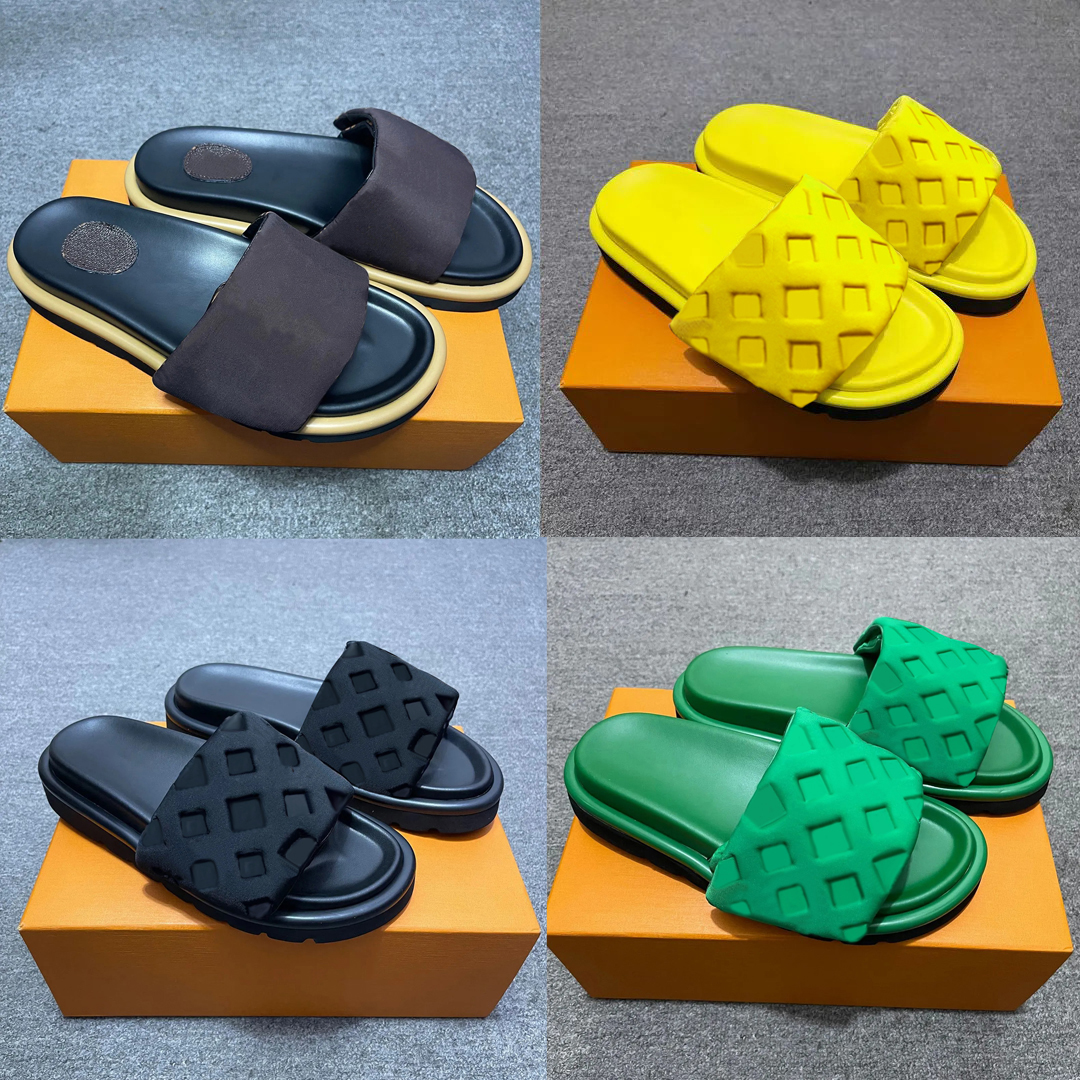 10A Fashion Designer classics platform sandal man Pillow slippers Pool beach black slipper mens womens slides flat shoes lady summer Outdoor travel kid gift Mule