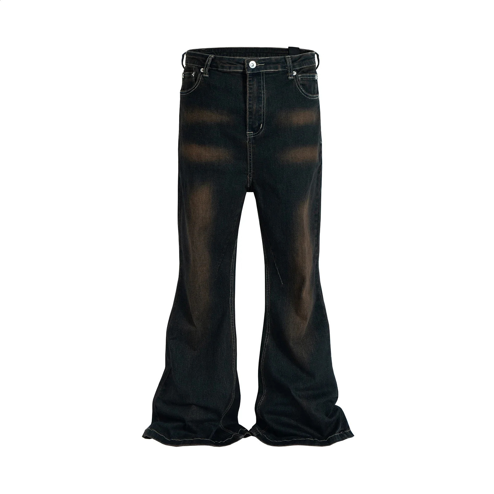 Ropa strapless color washed mini flange jeans mens straight casual bag denim Trouser Hombre loose cargo pants 240723