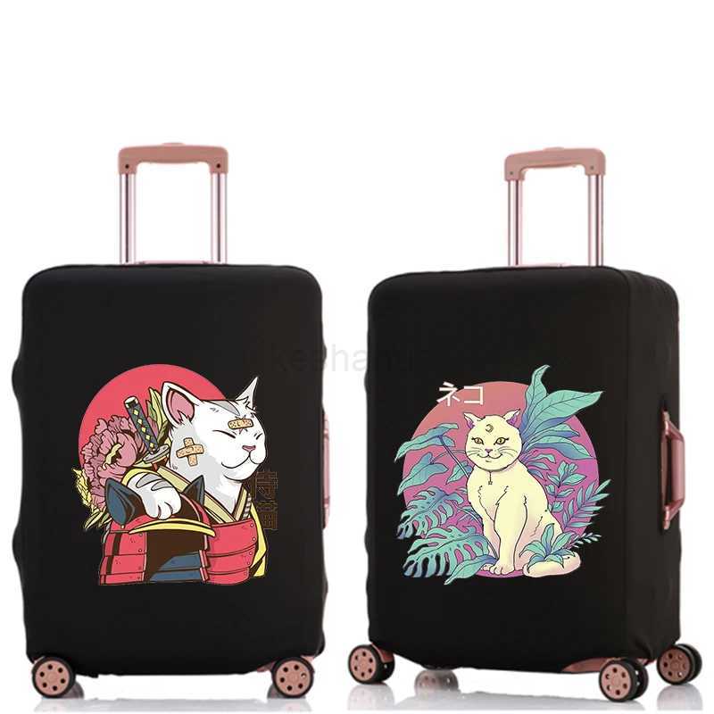 Samurai Cat Pattern Protective Cover Thicker Luggage Cover Elastic Luggage Covers Suitable for 18-32 Inch Travel AccessoriesXJ240723