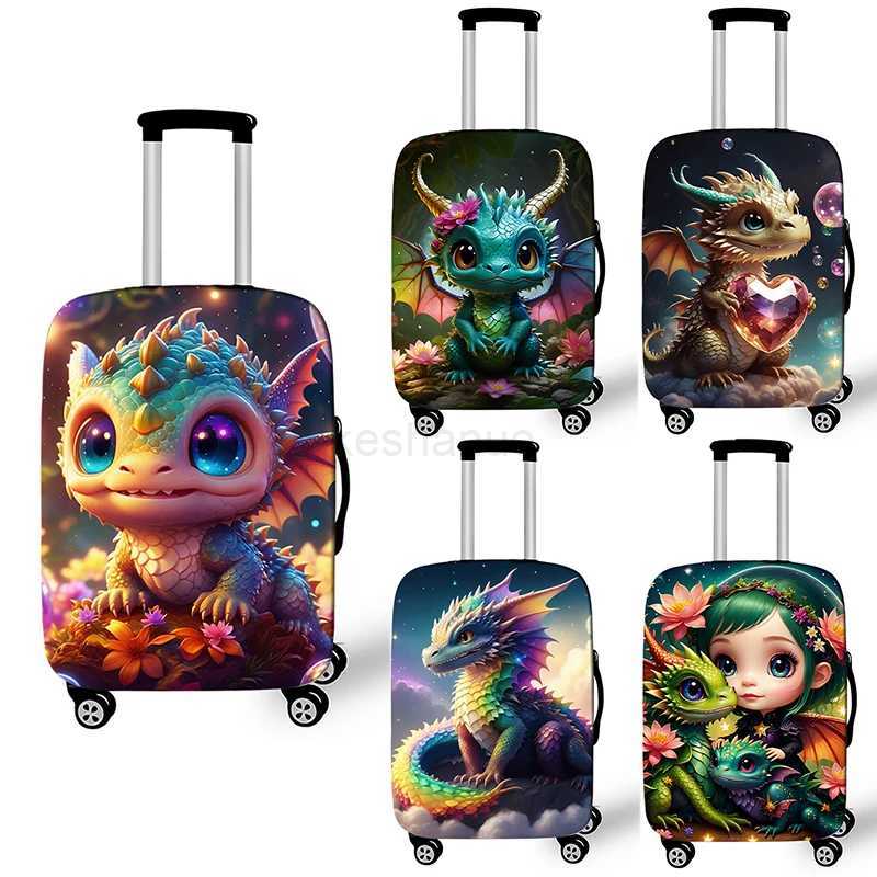 Cute Dragon Baby Print Luggage Cover Fantasy Animals Accessories Elastic Trolley Case Protective For Travel Anti-dust CoversXJ240723