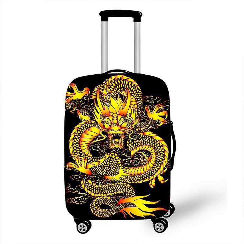Chinese Royal Dragon Print Luggage Cover for Travelling Vintage Trolley Case Protective Covers Elastic Anti-dust Suitcase CoverXJ240723