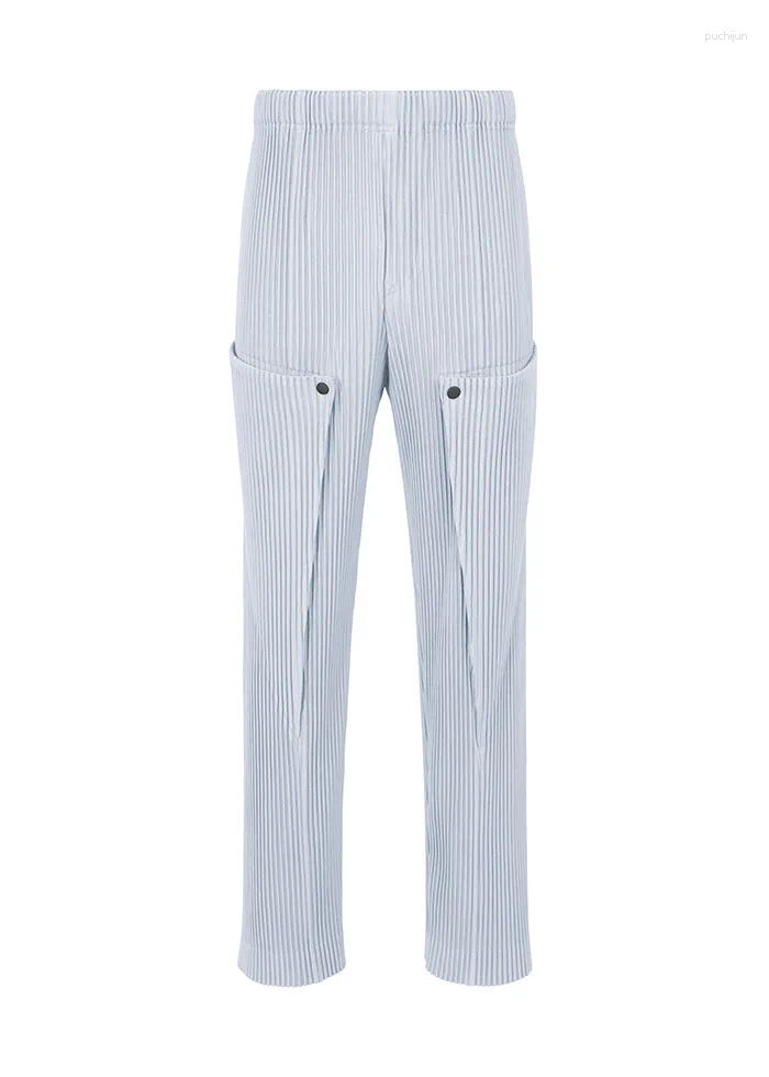 2025 S Fashion Designer Men S Pants Miyake Pleated Pocket Detachable Cargo Designer Clothes Business Casual Straight Leg