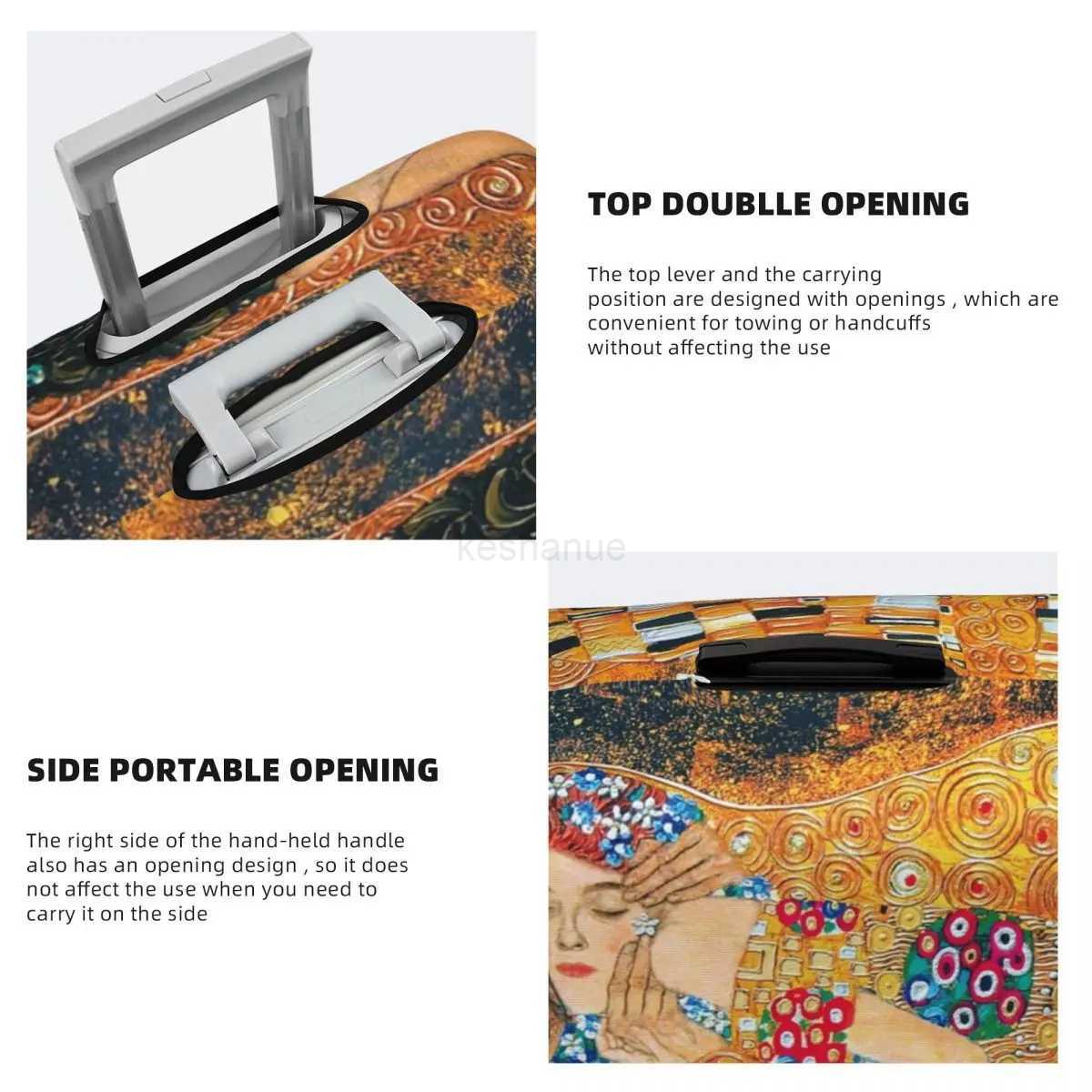 Klimt Suitcase Cover Flight Gustav The kiss Elastic Luggage Case Cruise Trip ProtectorXJ240723