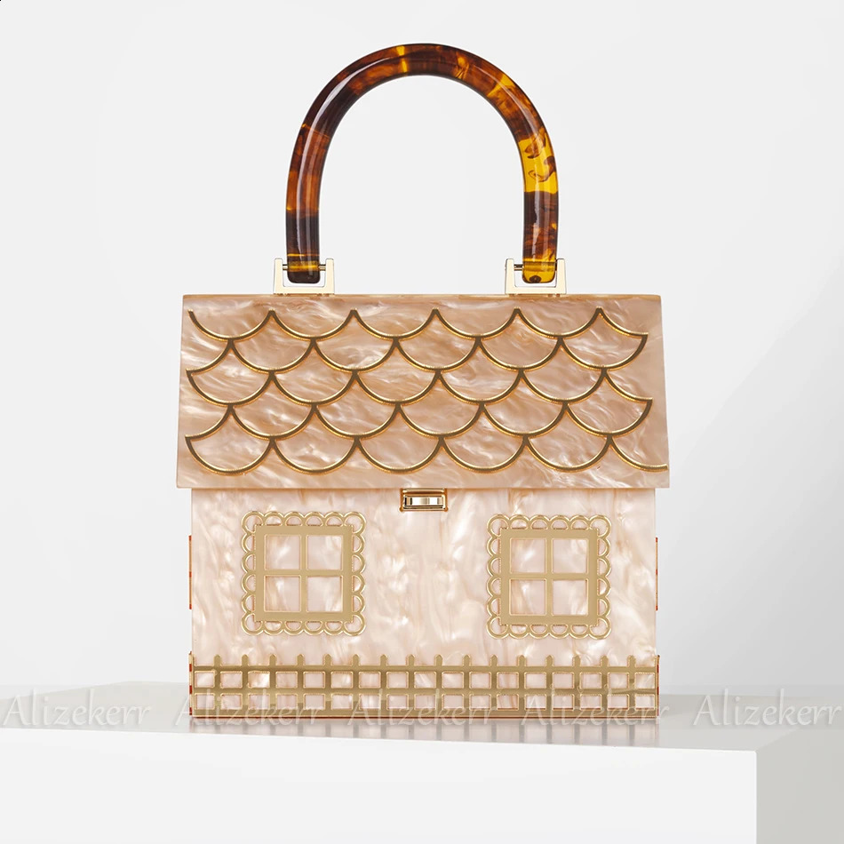 Alizekerr Acrylic Box Evening Clutch Bags Women er Acrylic Handle House Shaped Purses And Handbags Wedding Party 240819