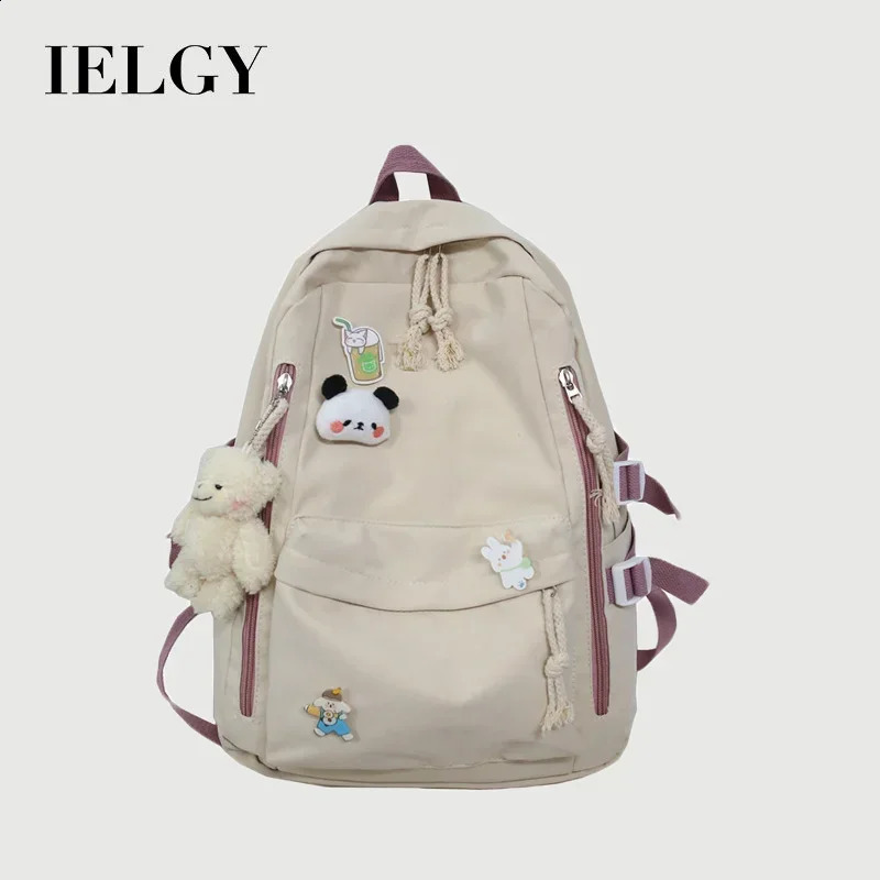 IELGY schoolbag female backpack Korean version large capacity cute all-match 240723