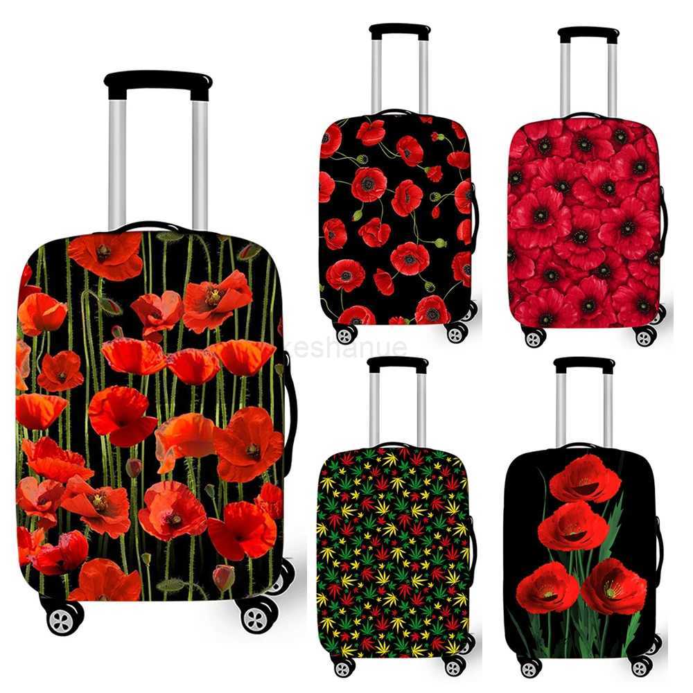 Beautiful Red Poppy Flower Suitcase Cover Travel Accessories Elastic Luggage Protective Covers Anti-dust Trolley Case CoverXJ240723