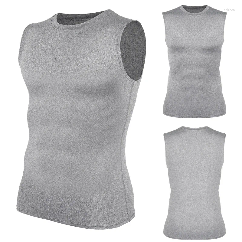Men's Body Shapers Compression Shirts Men Sleeveless Tank Top Slimming Undershirt Shaper Workout Gym Vest Base Layer Athletic Tee Black