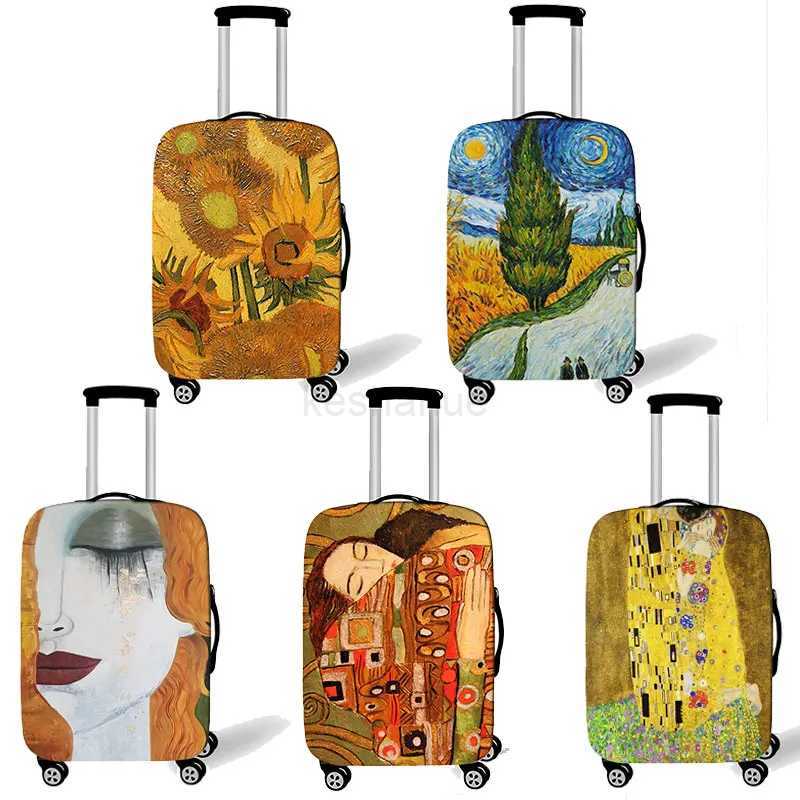 Gustav Klimt Oil Painting Luggage Case Cover Van Gogh Starry Night Ladies Travel Suitcase Case Covers with Elastic Dust CoverXJ240723