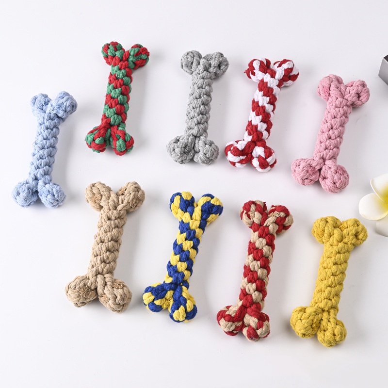 free shipping False Bone Cotton Rope Dog Bite Toys Chews Ball Knot Durable Braided Pet Supplies Aggressive Chewers Puppy Teething Value Tug Interactiv