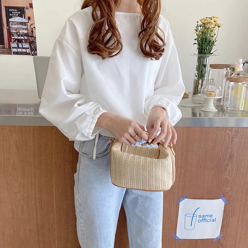 Woven Color Straw Handbag For Women Summer Shoulder Crossbody Bag Purse Fashion Beach Gilrs Outing sac a main femme 240905