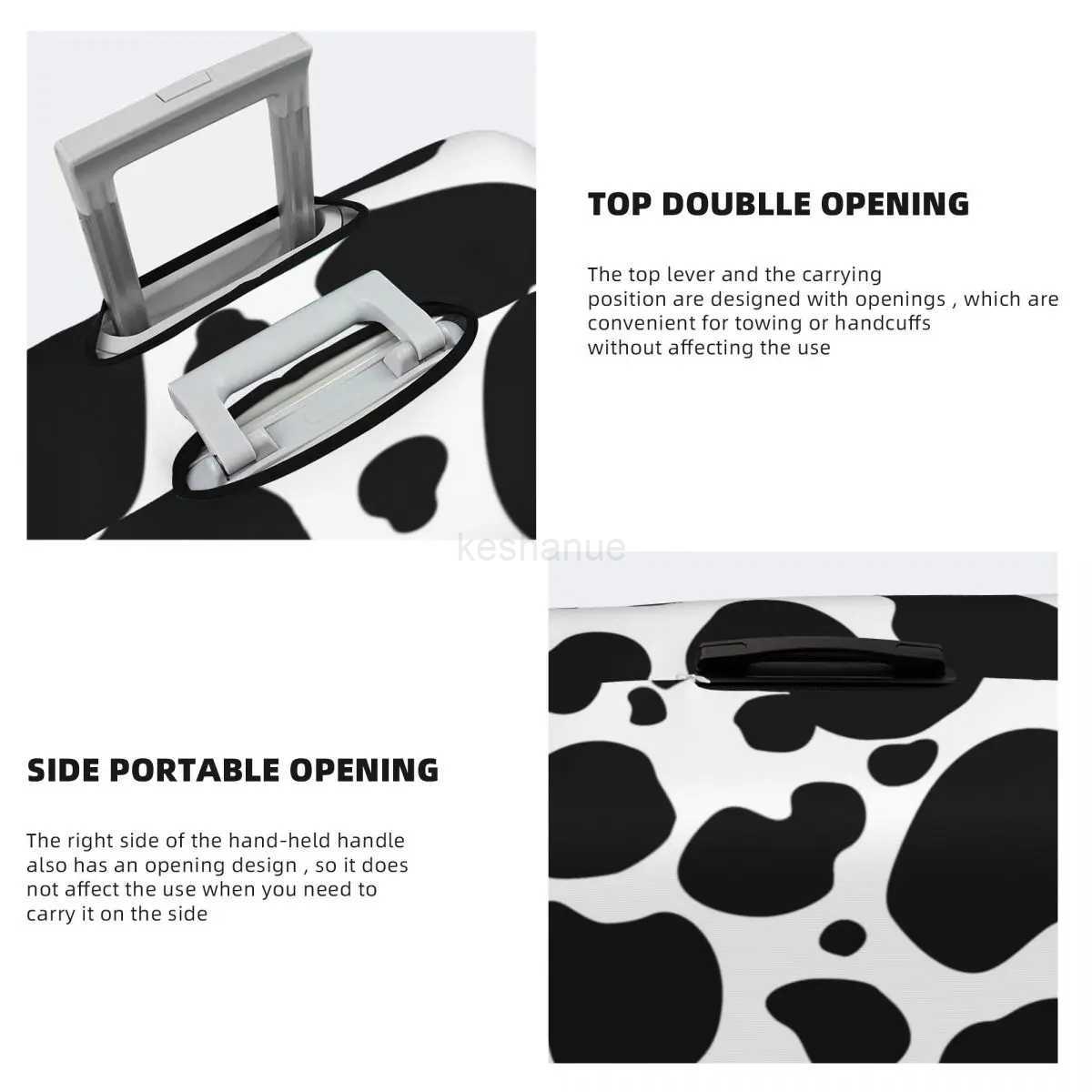 Black And White Cow Print Suitcase Cover Vacation Cow Spots Pattern Fun Luggage Case Travel ProtectorXJ240723