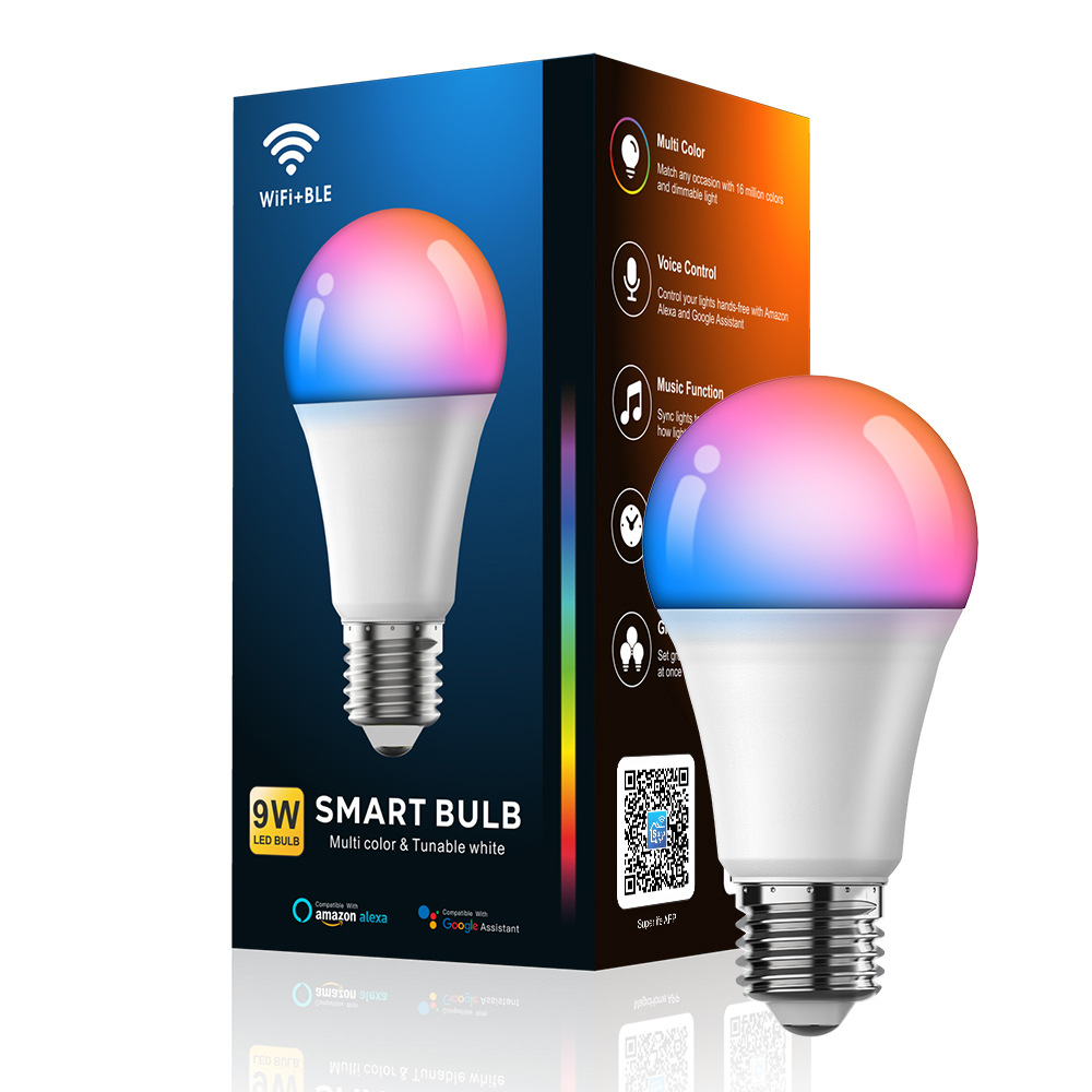 Smart Light Bulbs with Remote 9W 10W E27 800LM LED Color Changing Lights Bulb WiFi Blue tooth 5.0 Warm to Cool White Dimmable RGB Home Lighting Work w