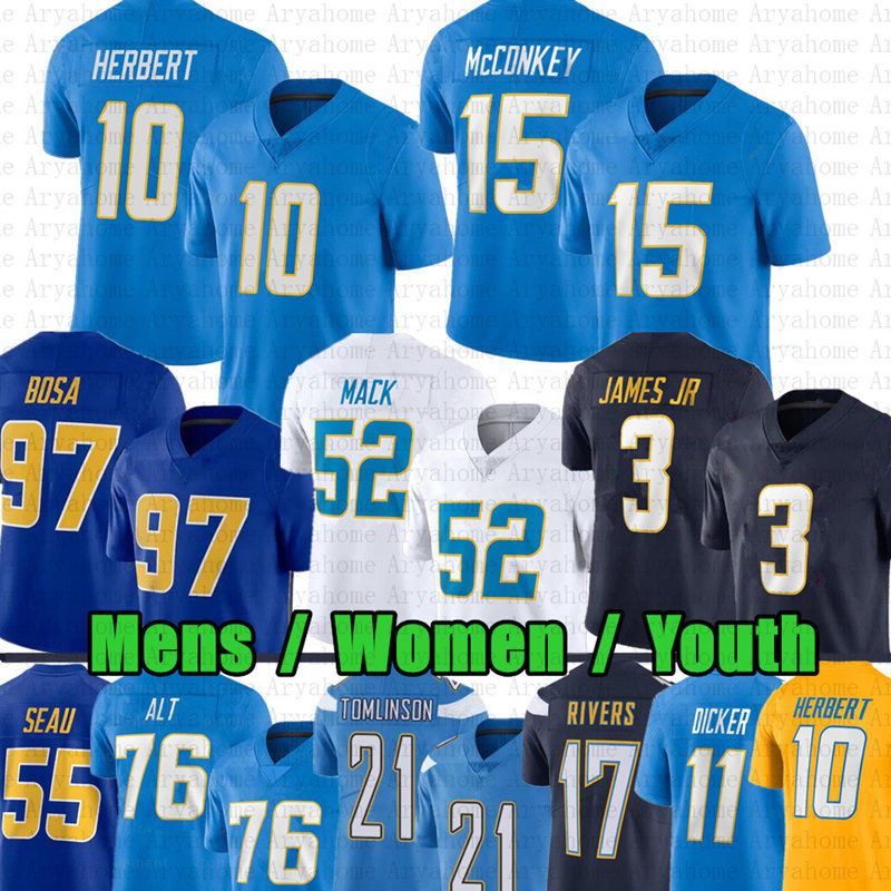 Ladd McConkey 10 Justin Herbert Joe Alt Football Jersey Derwin James Khalil Mack Joey Bosa LaDainian Tomlinson Brenden Rice Tuli Tuipulotu J.K. Dobbins Cameron Dicker