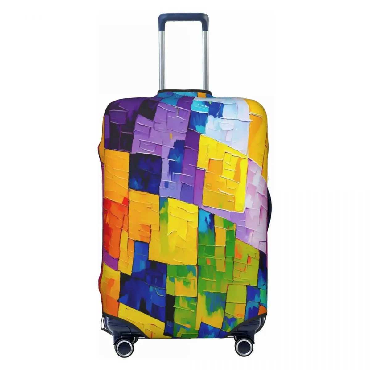 Brush Print Suitcase Cover Abstract Geometric Holiday Business Strectch Luggage Accesories ProtectionXJ240723