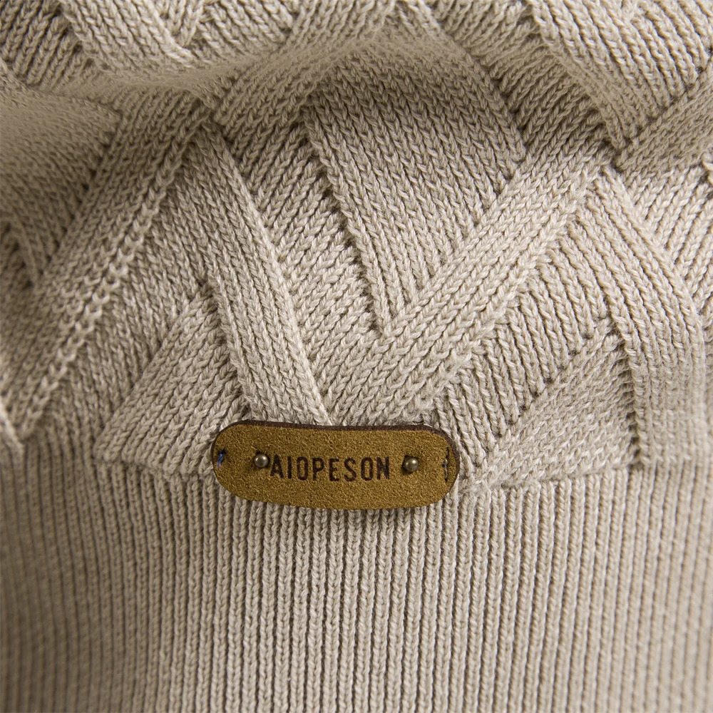 AIOPESON Argyle Basic Men Sweaters Solid Color O-neck Long sleeve Knitted Male Pullover Winter Fashion Warm Sweaters for Men 240816